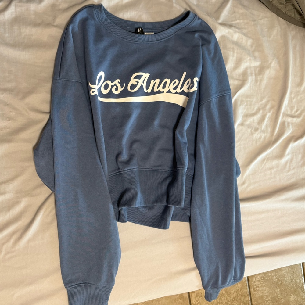 Blue Los Angeles Cropped Sweatshirt